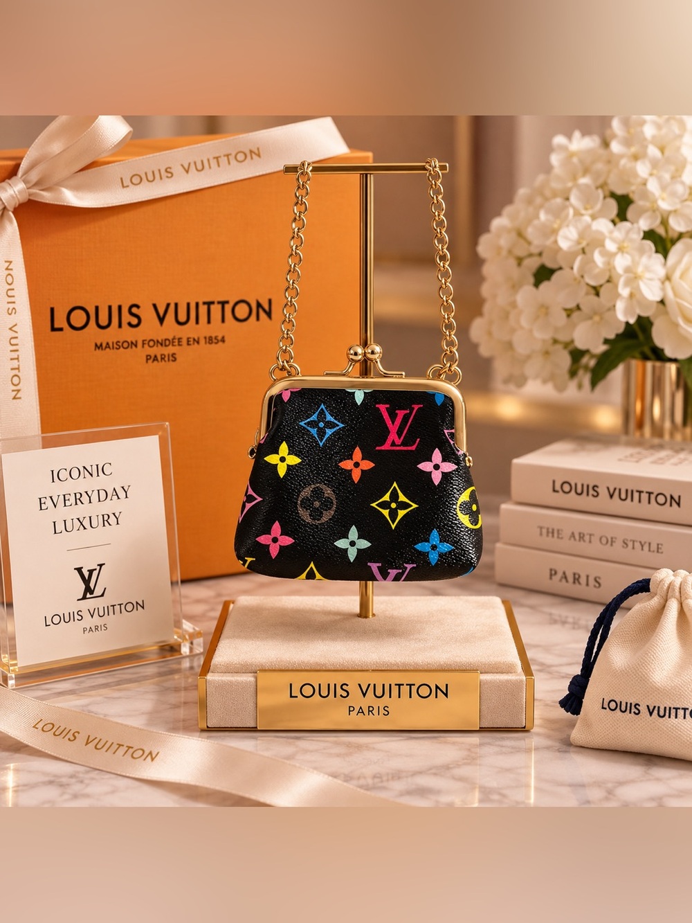 Multicolor Monogram Black Coin Purse Crossbody